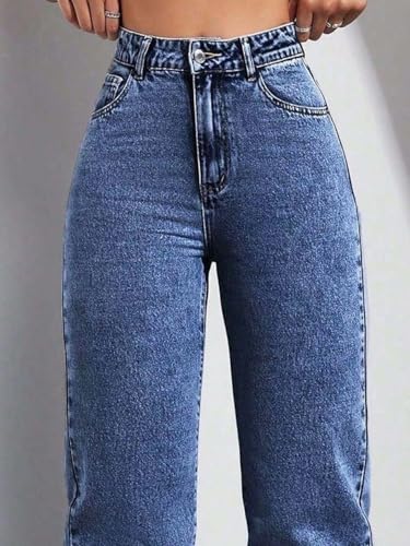 Image of KOTTY Women's High Waist Straight Fit Denim Jeans | Stretchable| Wide Leg & Regular Fit Stylish Wear