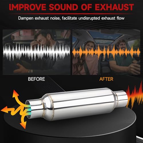 Image of LCGP 2.5 inch inlet & outlet Universal Resonator, 16 inch Long Performance Muffler, Weld- On, Straight Through Design, Deep Tone