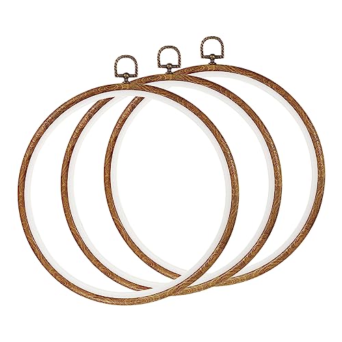 Aros de bordado YOKIVE redondos en madera sintetica resistente de 10 pulgadas pack de 3