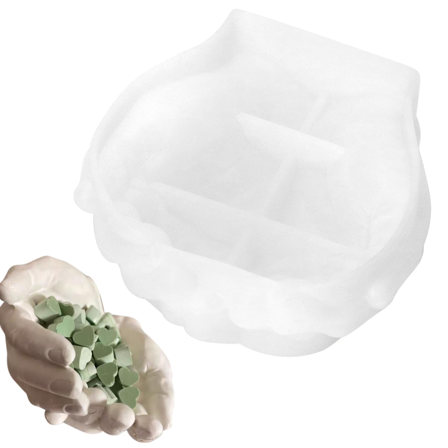 QWORK® Molde de Silicona para Resina Epoxi, Diseño 3D de Doble Mano, Molde de Silicona, Ideal para Manualidades y decoración DIY