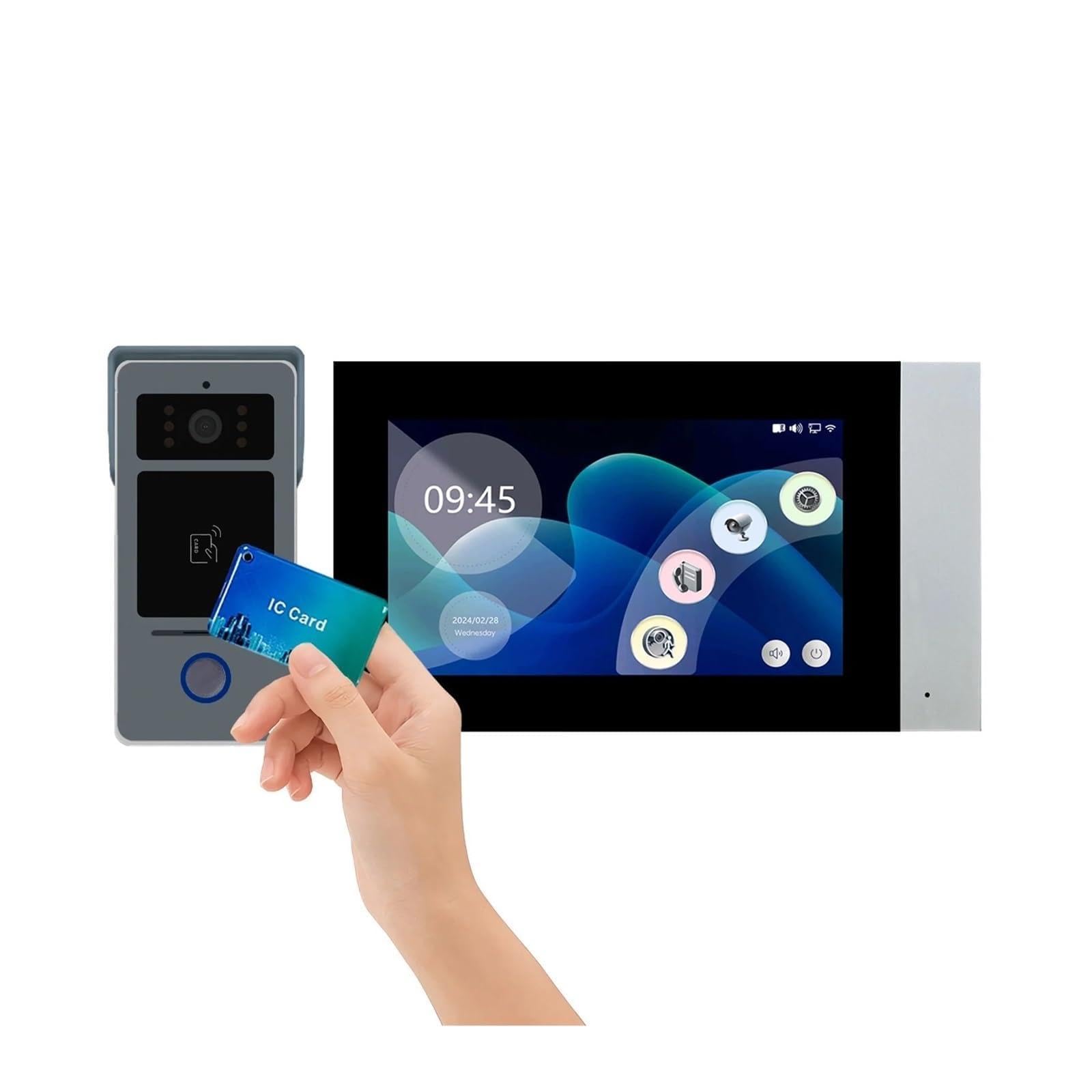 Kit d'interphone vidéo Intelligent Tuya WiFi 1080P à 2 Fils for Maison connectée, visiophone avec écran Tactile LCD IPS 7 Pouces, Sonnette, sécurité D41 Grand Angle(1to1 7 inch)