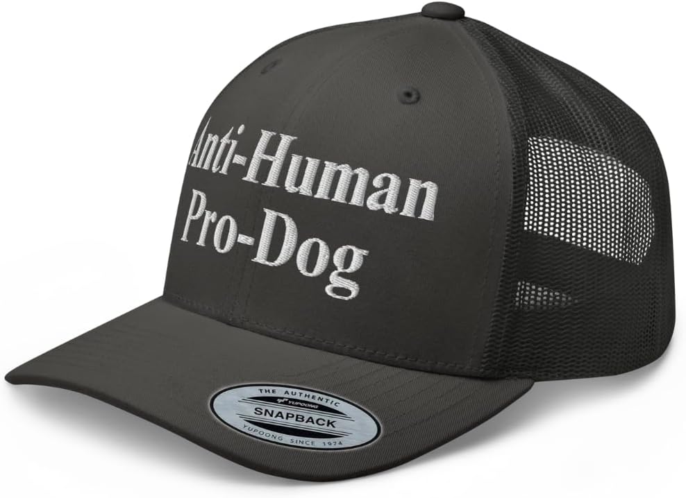 NX Anti-Human Pro-Dog Embroidered Curved Bill Trucker Hat Mid Crown Adjustable Cap