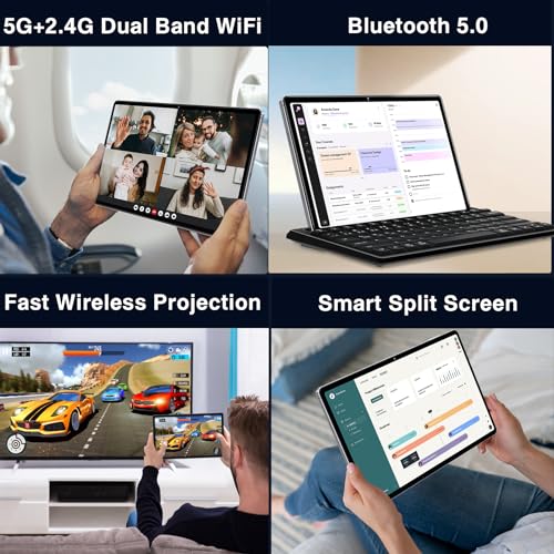 Image of Oangcc 11 Inch Android 13 Tablet, 16GB RAM+256GB ROM+2TB Expand, Octa-Core Tablets with Keyboard & Mouse, 8600mAh, 2K Display 2000x1200, Quad Speakers, 13MP Triple Camera, Split Screen, GPS (Gray)