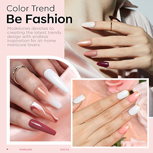 Modelones Gel Nail Polish Kit With U V Light, Poly Extension Gel Nail Kit With 48W Lamp - 8 Colors(6 Gel Nail Polish + 2 Extension Gel), 23 Kinds Rhinestones Glitters Nail Art Manicure Salon Kit #TOP12