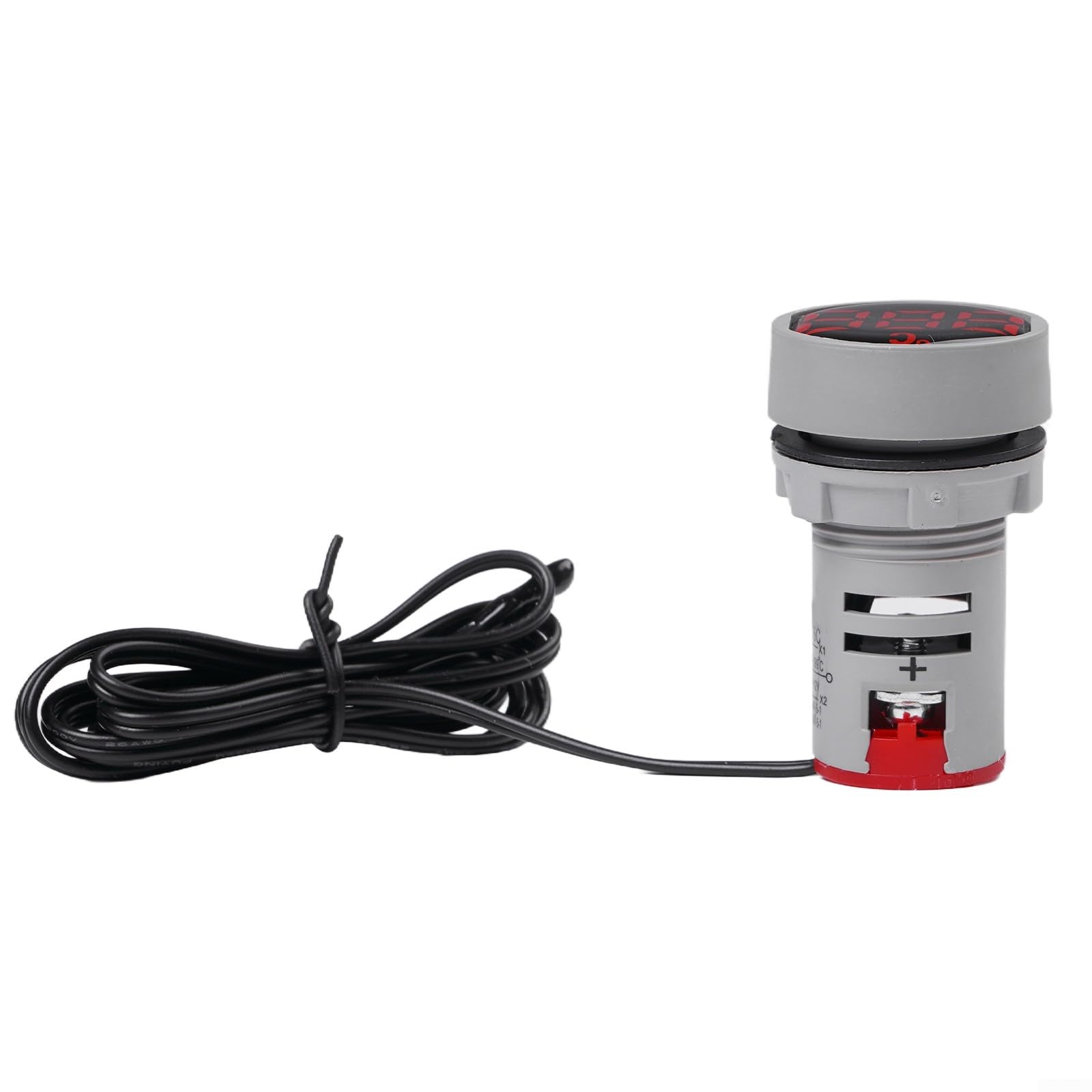 Termómetro digital compacto de 22 mm con LED transparente, indicador de temperatura redondo DC 5V-12V, para sistemas de control rojo (DC5-12V)