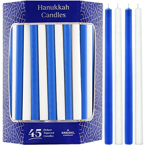 Deluxe Tapered Hanukkah Menorah Candles for All 8 Nights of Chanukah (Blue/White) Deluxe Tapered Hanukkah Menorah Candles for All 8 Nights of Chanukah (Blue/White)