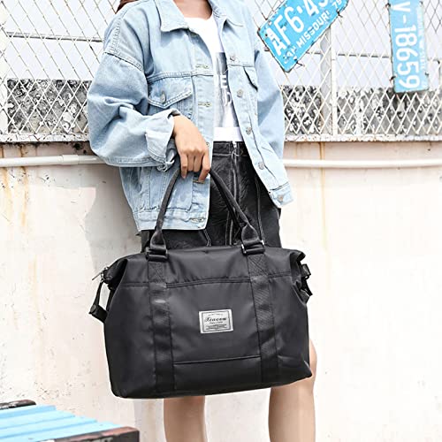 Large Capacity Tote Bag Duffle Bags for Sports and Weekend Travel, Duffel Bags Sport Bags Lightweight, 15.7 inch, Black4