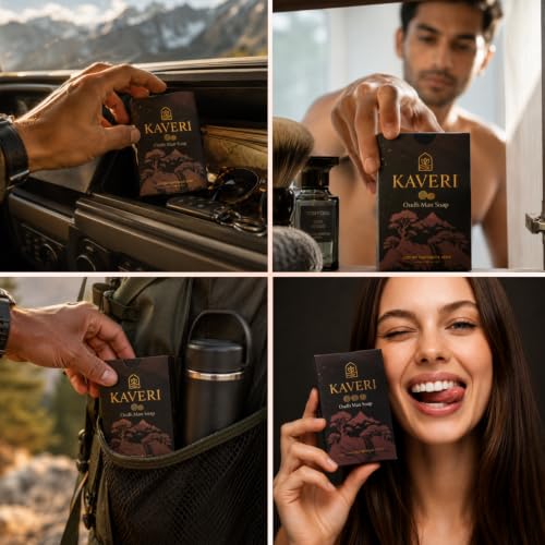 Image of KAVERI Oudh Handmade Soap Bar - Cold-Processed, Woody Scent - 3 * 110g (Pack of 3)
