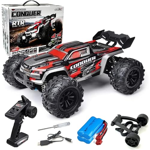Yidedraw RC Cars 1:16 Scale Remote Control Car 50 KMH High Speed Fast 4WD RC Truck for Kids Adults Boys 2.4 GHz All Terrains RC Buggy Off-Road RC Monster Trucks with 2 Rechargeable Batteries (Red)