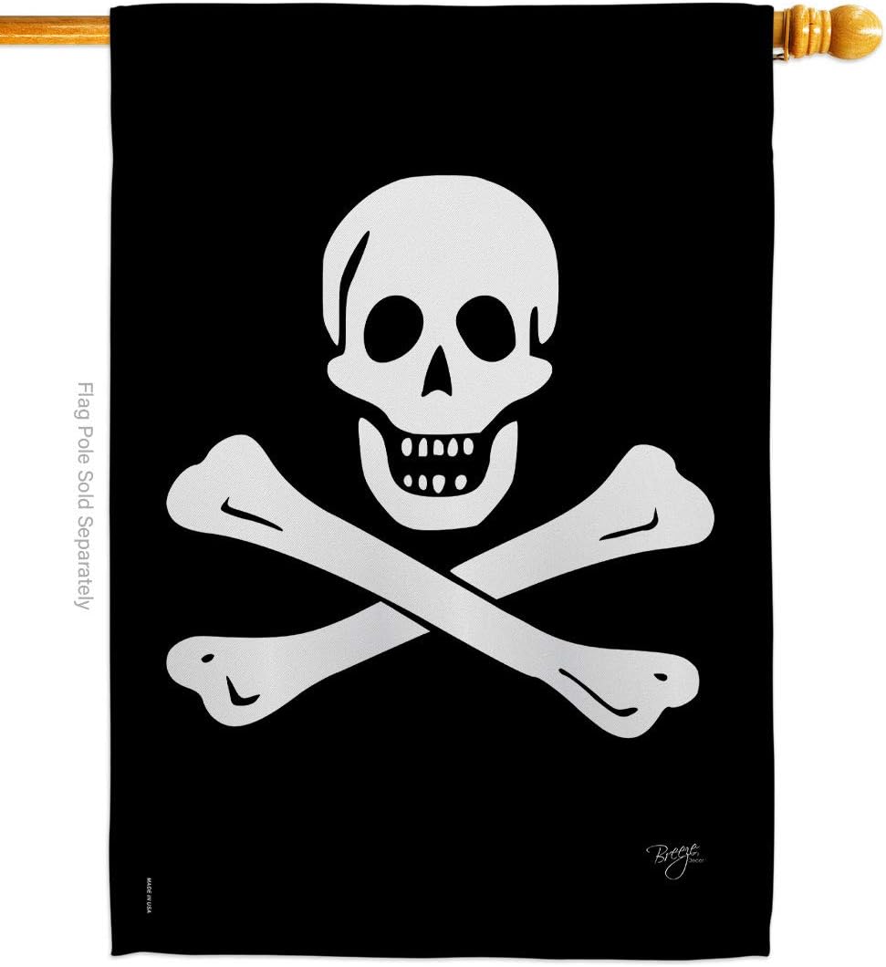 Breeze Decor H107032 Black Sam Coastal Pirate Decorative Vertical House Flag, 28" x 40", Multicolor
