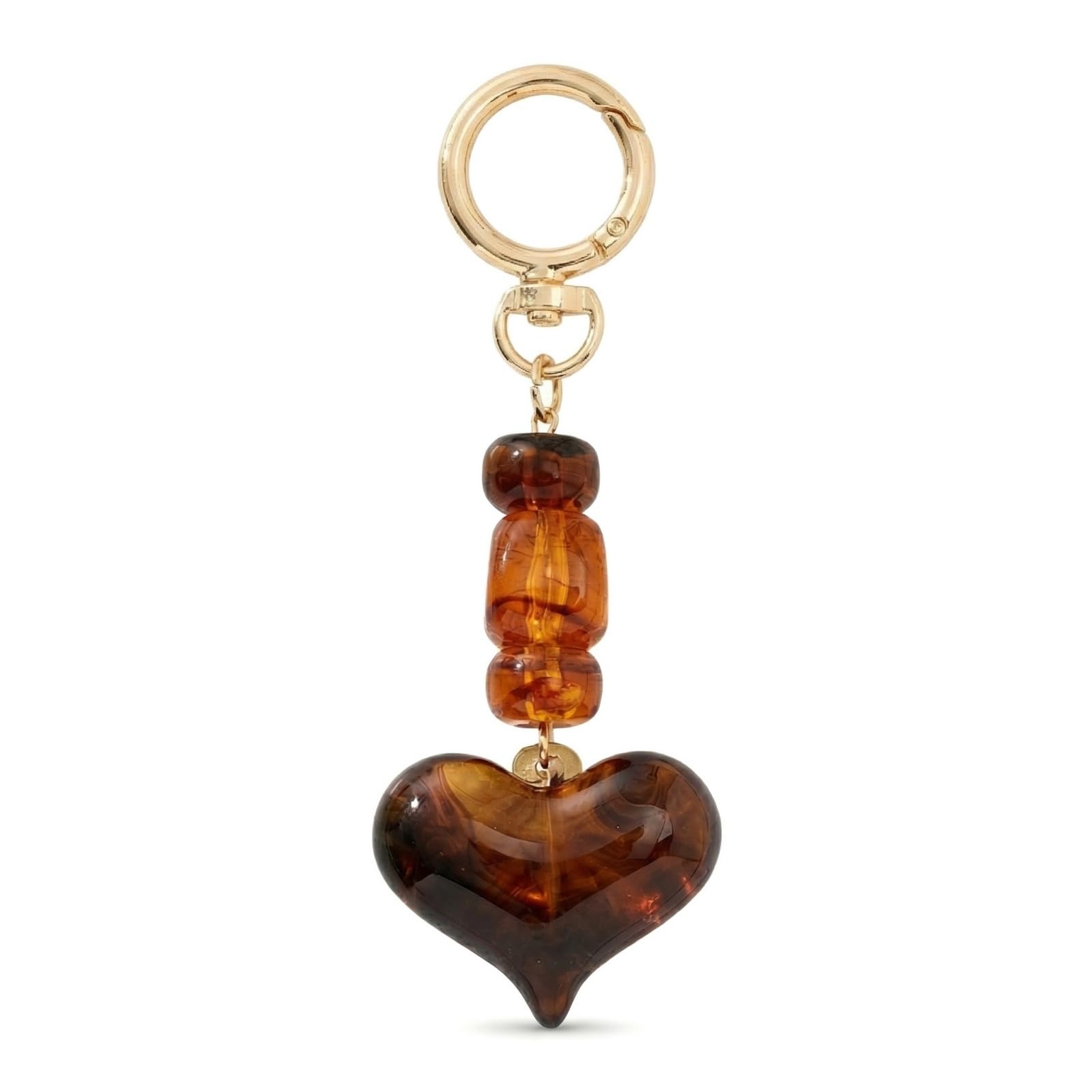 BRIWAD Cute Heart Bow Keychain for Women Purse Charms Brown Beaded Bag Charms for Handbags Tote Bag Backpack, Amber Heart, 4.72inch
