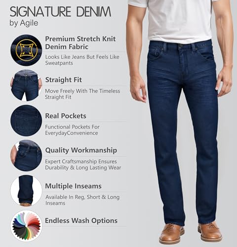 Image of ETHANOL Men's Straight Knit Denim Jeans