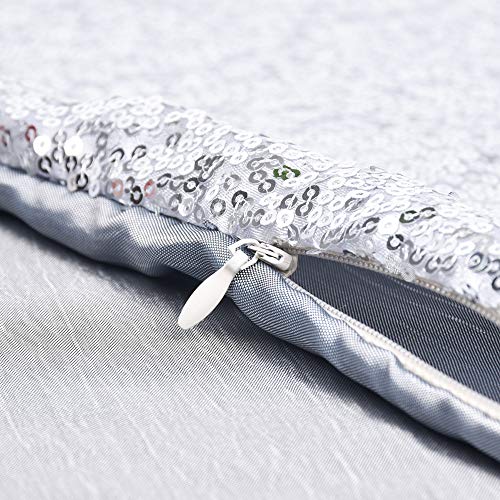 Ushinemi Sequin Throw Pillow Cases, Silver Glitter Square Throw Pillow Covers, Cool Metallic Throw Pillow Cover Protector Stylish Cushions For Sofa Couch Home Festivals Holiday Decor, 16X16”, Set Of 2 #TOP2