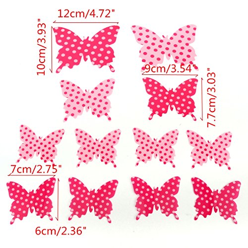 Image of Futaba 3D Butterfly Adhesive Wall Decoration Stickers - 12Pcs - Dotted Pink