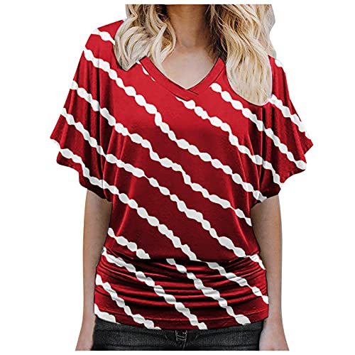 Womens Casual Tops V Neck Leopard Tunic Long Sleeve Button Down Shirts Top Gym Tank Tops for Womens Tummy Control Tank Tops for Womens Cropped Tank Tops Tunic Workout Tops(7-Red,XXL)