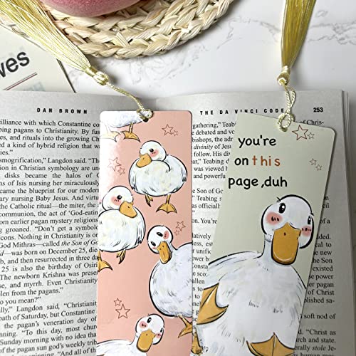 3 Pcs Cute Duck Bookmarks For Women Men Kids Boys With Tassel Funny Animal Bookmarks Cool Book Lovers Gifts #TOP2