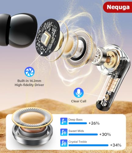Image of Wireless Earbuds Bluetooth 5.4 Headphones with 48H Playtime Ear Buds | Noise Cancelling Mic, LED Power Display Charging Case, IPX7 Waterproof Bass Stereo Earphones for iPhone Android Phone /Laptop