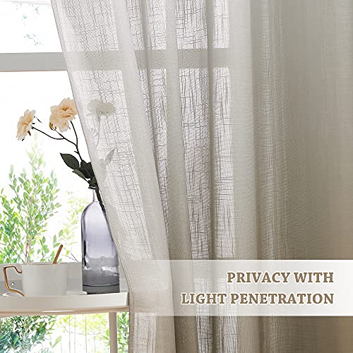 Nicetown Ombre Linen Sheer Curtains For Windows 84" Length, Grommet Vertical Sheer Drapes Gradient Semi Sheer Linen Curtains For Bedroom/Living Room, Taupe, 100" Width Total 2 Panels #TOP2