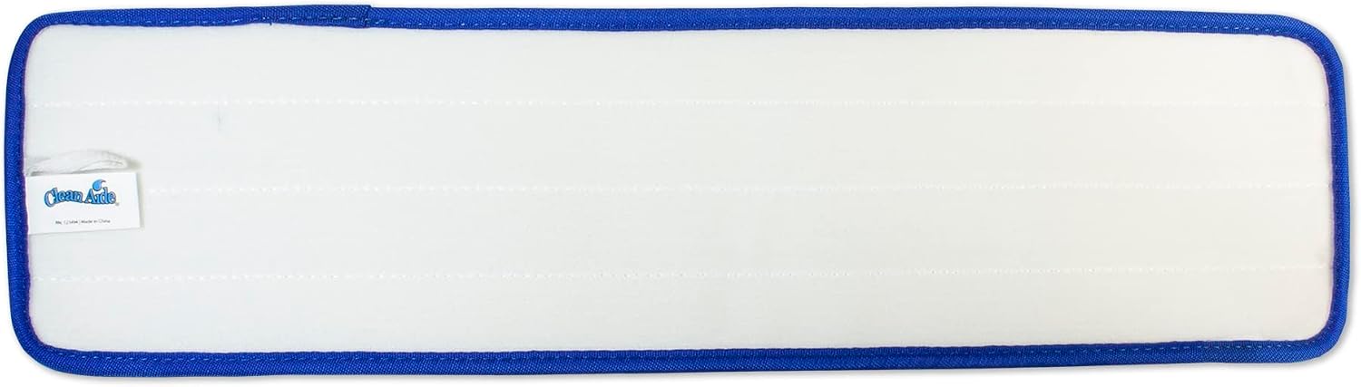 CleanAide Twist Yarn Microfiber Flat Mop Pad with Scrub Strips, Reusable Washable Wet & Dry for Dust, Dirt & Grime, Extra Absorbent, Hook and Loop Backing, Fits Standard 24 Inch Frames, Blue