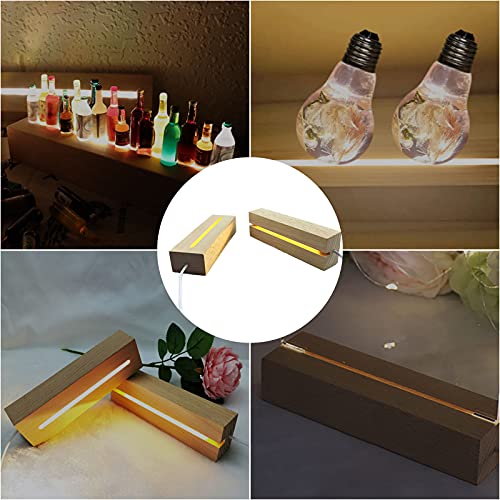 Jojocy Led Wood Display Base, Rectangle Display Pedestal, Led Lights Display Base,Crystal Wooden Lighted Base Stand For Crystal Glass Resin Art Acrylic Paperweighs (Warm Color) (4) #TOP4