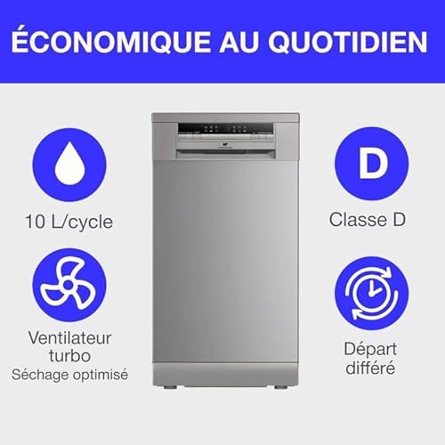 Lave vaisselle pose libre CONTINENTAL EDISON CELV1145S 11 couverts 45 cm 45 dB - vue 10