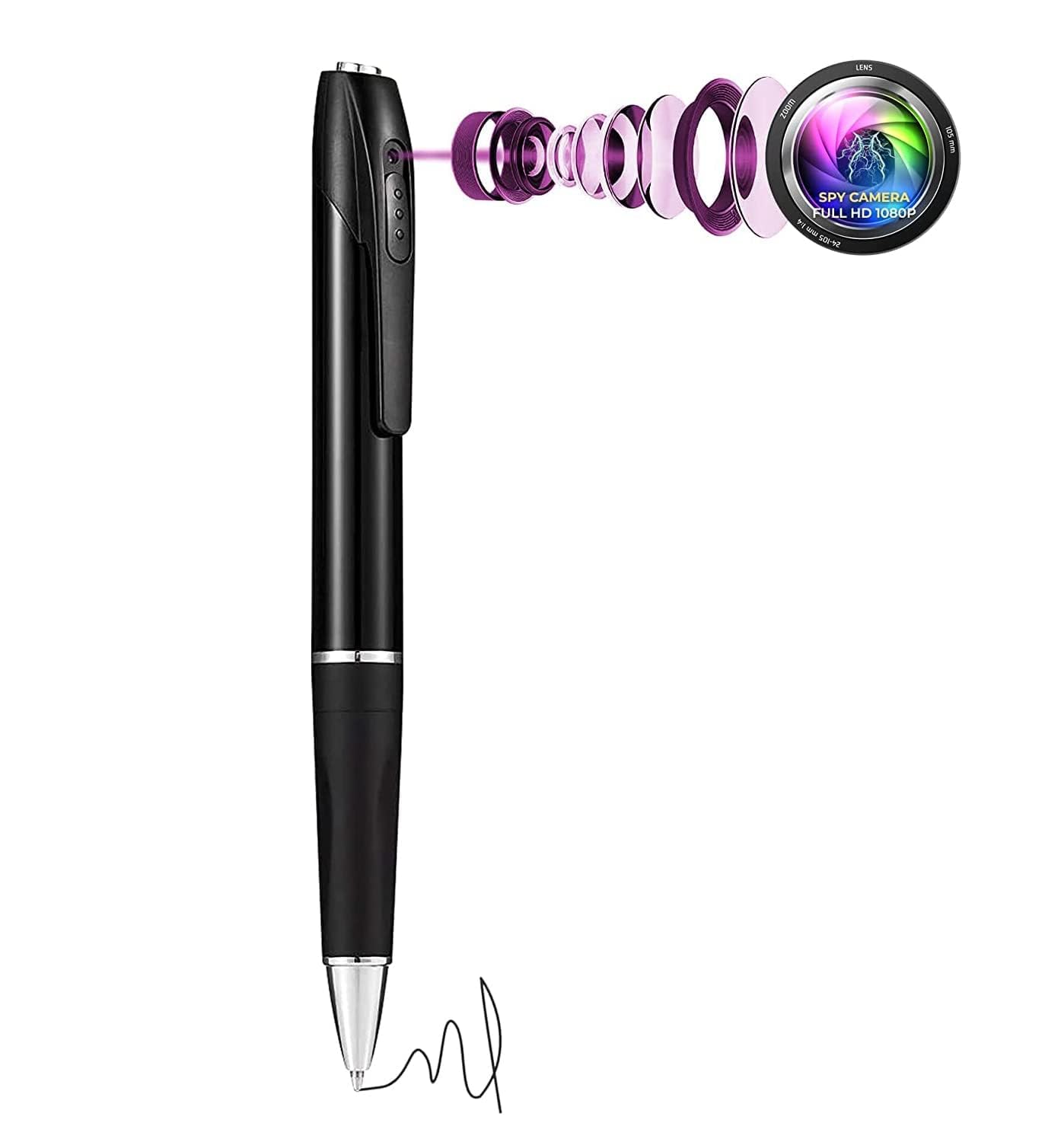 MAYUMI 100 Minutes Pen Battery Life Pocket Security Spy 1080P Full Hd Pen Camera Hidden Indoor Outdoor Body Camera with Video Audio Recording Secret Pen Recorder with Free OTG Cable-image-7