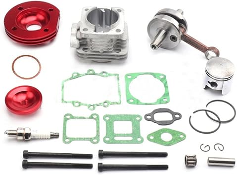 Motorbike Fuel Supply 44mm Cylinder Big Bore 3 Grooves Kit Crankshaft Gasket Set for 2 Stroke 47cc 49cc D_irt Pit Bike M_ini A_TV Q_uad Motorcycle Carburetor Kit Color Red