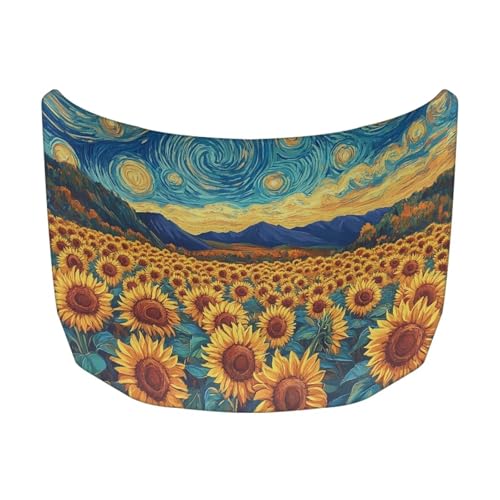 Image of Car Hood Cover Protector,Sunflower Print Comfortable Polyester Breathable Print Stylish Hood Covers for Cars,Decoration Universal Car Accessories