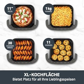 Tefal Easy Fry XL Surface Heißluftfritteuse – Airfryer mit Sichtfenster & XL-Garfläche (bis 1 kg), digitales Bedienfeld, Extra-Crisp, energieeffizient & schnell, antihaft, kompakt, Pizza Ofen FW4018