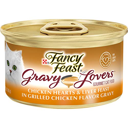 Purina Fancy Feast Gravy Wet Cat Food, Gravy Lovers Chicken Hearts & Liver Feast - (24) 3 oz. Cans