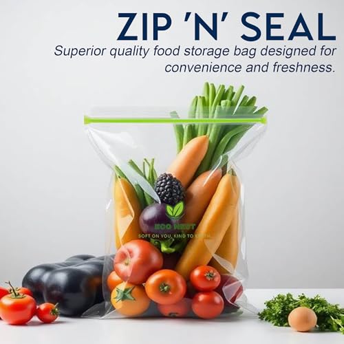 Image of Medium Multipurpose Ziplock Storage Bags | 45 Reusable Bags (21 x 26 cm) | Double Grip Zipper | Leak-Proof, Freezer & Fridge Safe, BPA-Free, Food-Grade Ziplock Pouches