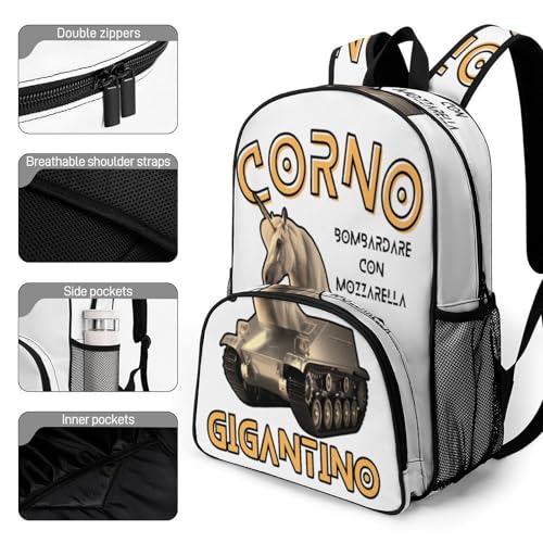Corno-gigantino Merch Large Travel Backpack Italian-Brainrot Meme Waterproof Lightweight Daypack White 44x32x19cm3