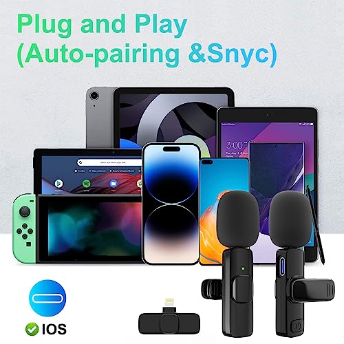 Image of JUDKIOM 2 Pack Wireless Lavalier Microphone, Professional Lapel Mics, Wireless Mic Plug-Play, Lapel Microphone for Video Recording Interview Vlog YouTube TikTok(for iPhone 14 and Below)