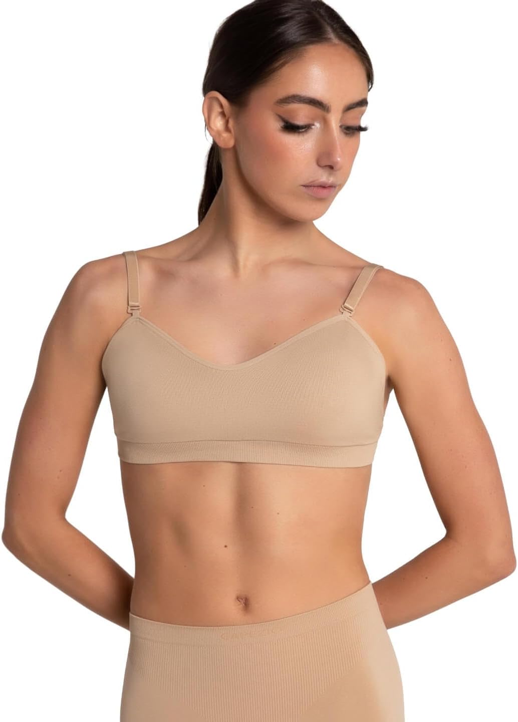 Capezio Womens Capezio Seamless Clear Back Sweetheart Bandeau Bra