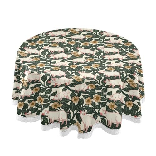Nappe ronde William Morris Pig lavable pour table sans tache