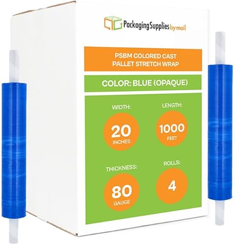 Vista 43 de PSBM - Rollo de película elástica roja con asas de núcleo extendido, 1 paquete, 20 pulgadas x 1000 pies, calibre 80, rollos de película elástica a