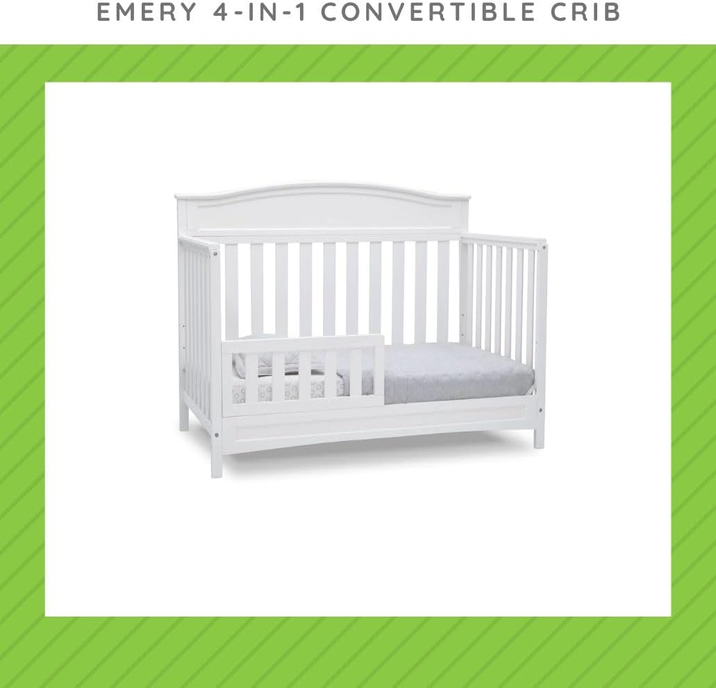 Toddler Bed Safety Guard Rail Compatible with Delta Children Convertible Cribs - Solid Wood Rail for Convertible Crib to Toddler Bed Conversion - Safety Guard Rail for Children (White - 100, #0080)