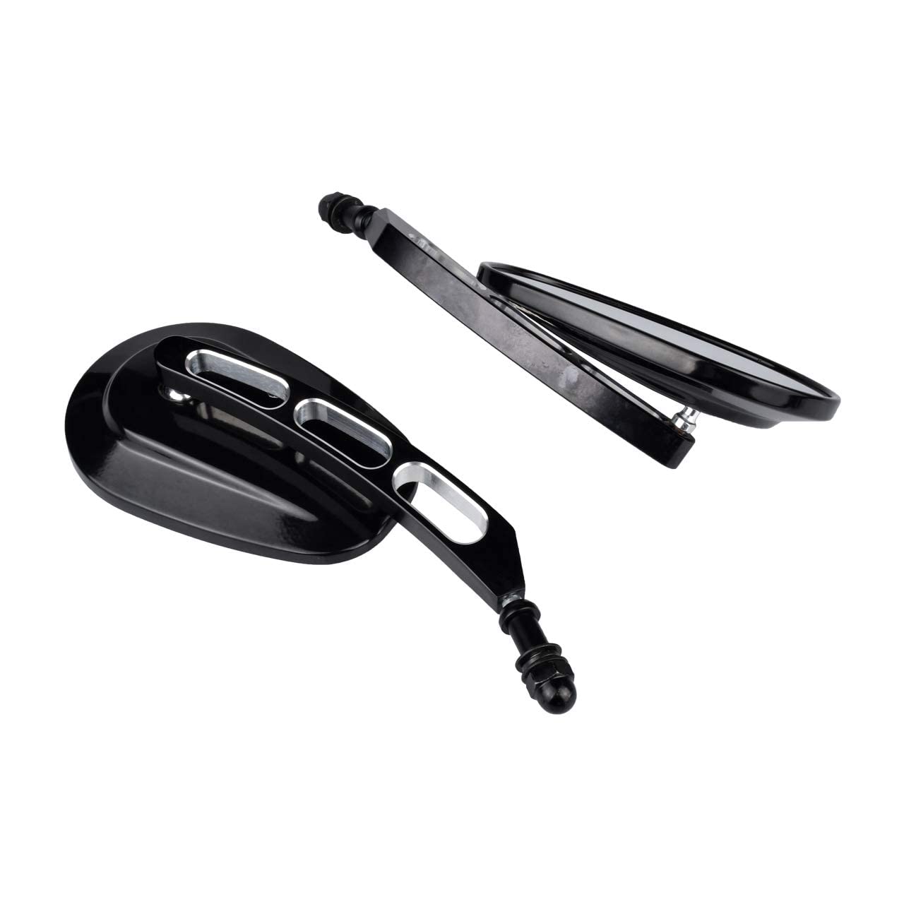 KATUR Moto 8MM 10MM Rétroviseurs d'extrémité de guidon Rétroviseur Moto Noir Edge Cut Rétroviseurs latéraux pour Har ley Street Bob FXDB Fat Boy Iron 883 XL883N Sportster 1200 Custom XL1200C