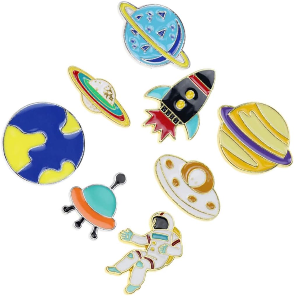 Holibanna 8pcs Creative Cartoon Spaceman Brooch Set Lightweight Pins for Clothing Cute Design for Friends and Boys and Girls Decorative Accessories