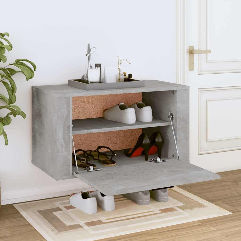 Inżynieryjna drewniana szafka na buty ścienna szary beton 70 x 35 x 38 cm