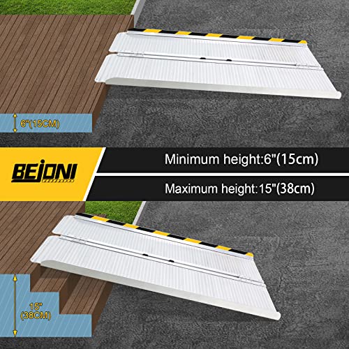Bejoni 5Ft Portable Wheelchair Ramp, Foldable Ramp For 600 Lbs Capacity, Aluminum Ramp With Non-Slip, Handicap Ramp, Threshold Ramp For Wheelchairs, Scooters, Trolleys, Home, Steps #TOP4