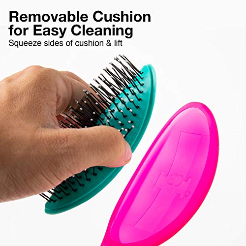 Olivia Garden OG Brush Detangler, removable cushion, scalp hugging shape massages the scalp, for wet or dry hair, for women, men and children, Medium to thick hair, Blue - Image 4