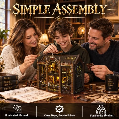 LUMYCE Book Nook DIY Miniatur Puppenhaus 3D Holzpuzzle mit LED-Licht – Ansicht 6