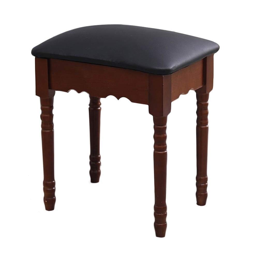 Pouf repose-pieds en bois massif rembourré 39x29 cm, tabouret de coiffeuse élégant