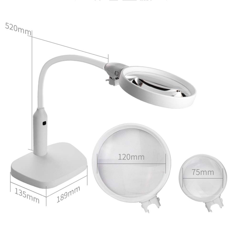 Lámpara de aumento 2 en 1 para computadora de escritorio y con abrazadera, lupa de lectura 5X 10X con soporte de luz, luces LED de luz diurna brillante y cuello de cisne flexible para pasatiempos, man