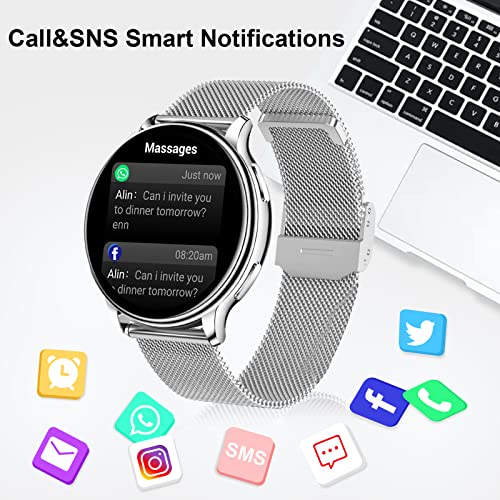 Efolen Smart Watch For Women Men(Make/Answer Call), Smartwatch For Android Ios Phones Ip67 Waterproof Fitness Tracker With 1.32" Touch Screen 19 Sport Modes Heart Rate Sleep Monitor Pedometer, Silver #TOP3