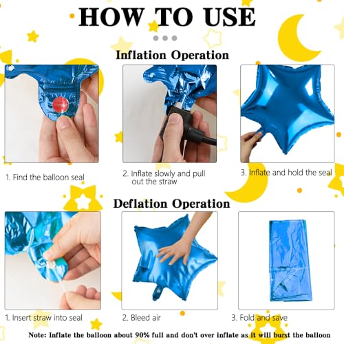 Image of Star Balloons, 18 Inch Foil Balloons, 10 PCS Star Balloons Foil, Blue Star Foil Balloons Set Mylar Balloons Blue Balloons Star for Birthday Party Anniversary Wedding Baby Shower New Year Decorations