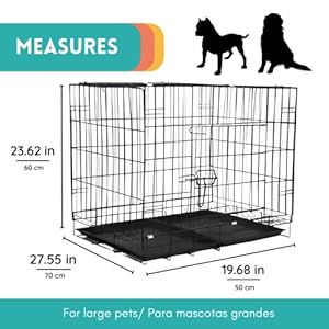 Steel Pets Cage 23x27x19 Big Size Safe for Pets Heavy Duty Steel Material Two Doors Includes Removable Sanitary Tray and Easy to Transport Black  Cucciolini Doodles Steel pets cage 23x27x19 big size safe for pets heavy duty steel material two doors includes removable sanitary tray and easy to transport black   cucciolini doodles