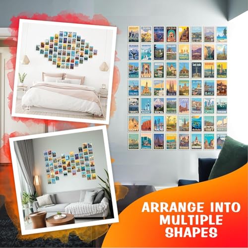 Image of Paper 54Pcs Vintage Countries Posters,Home Decor Items For Living Room,Aesthetic Wall Stickers For Bedroom&Kitchen,Gifts For Men&Women,4X6 Inches Size Collage Art Kit(Vintage Travel Wall Collage Kit)
