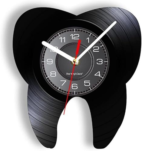 Miniatura 9 de Timethink Reloj de pared LED de dientes dentales de 12 pulgadas con 7 modos luminosos, moderno reloj de pared analógico decorativo de cuarzo